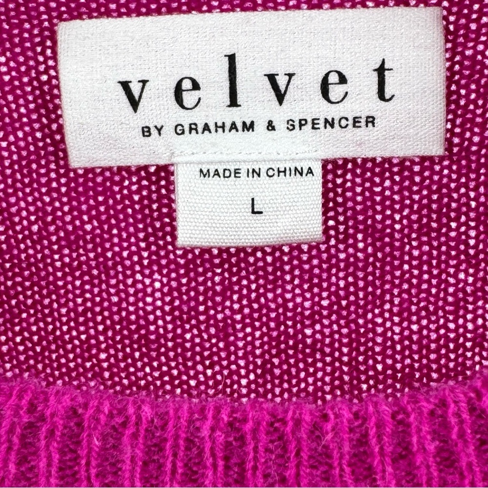 Velvet by Graham & Spencer Pink 100% Cashmere Crewneck Sweater Size L - Picture 2 of 7